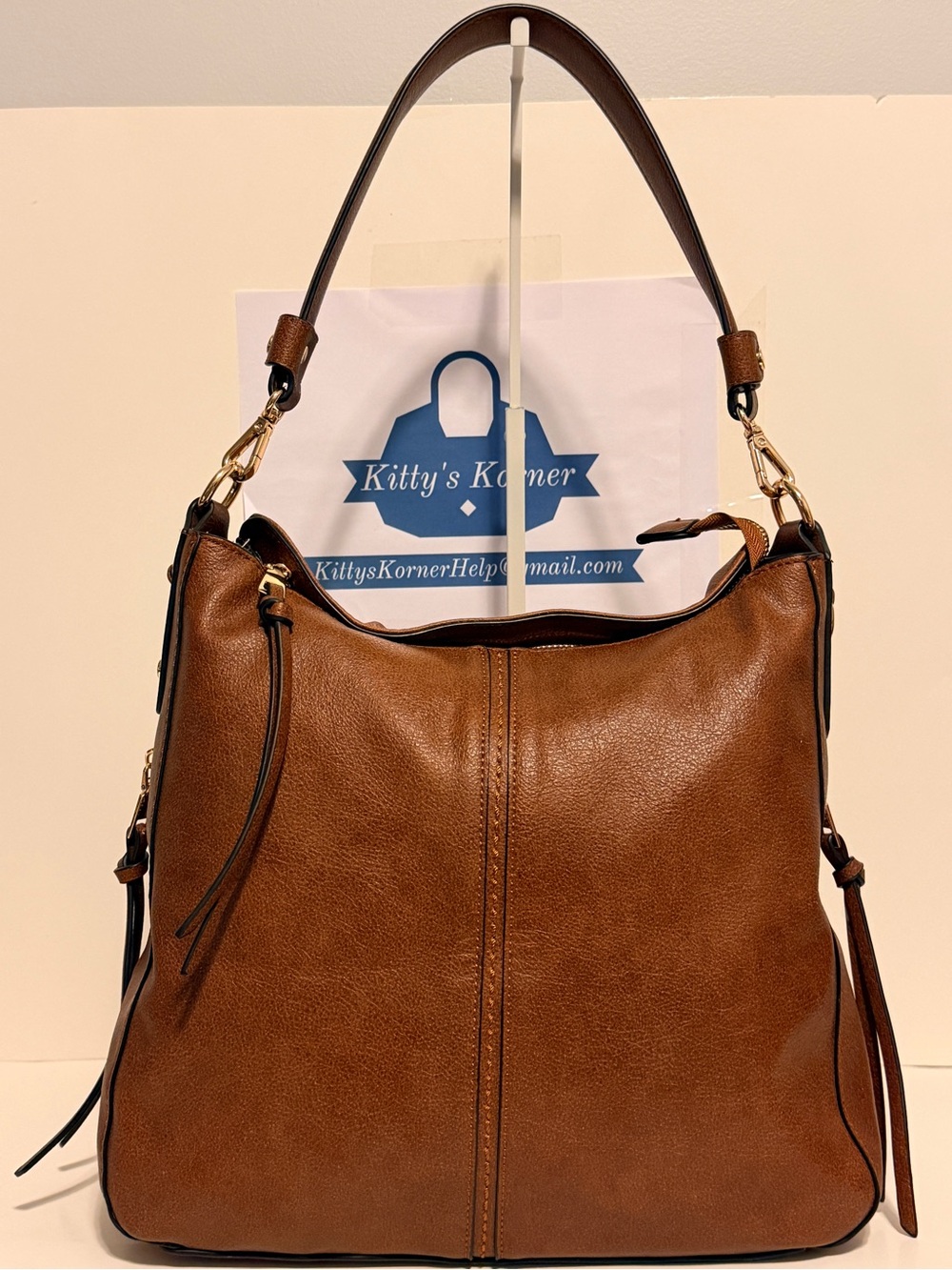 NWOT Realor Hobo Vegan Leather Tote /Crossbody Handbag in Brown